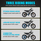 Jesrider G650 Fat Tire Electric Bike for Adults | All-Terrain Retro Moto E-Bike, 3 Riding Modes, LCD Display