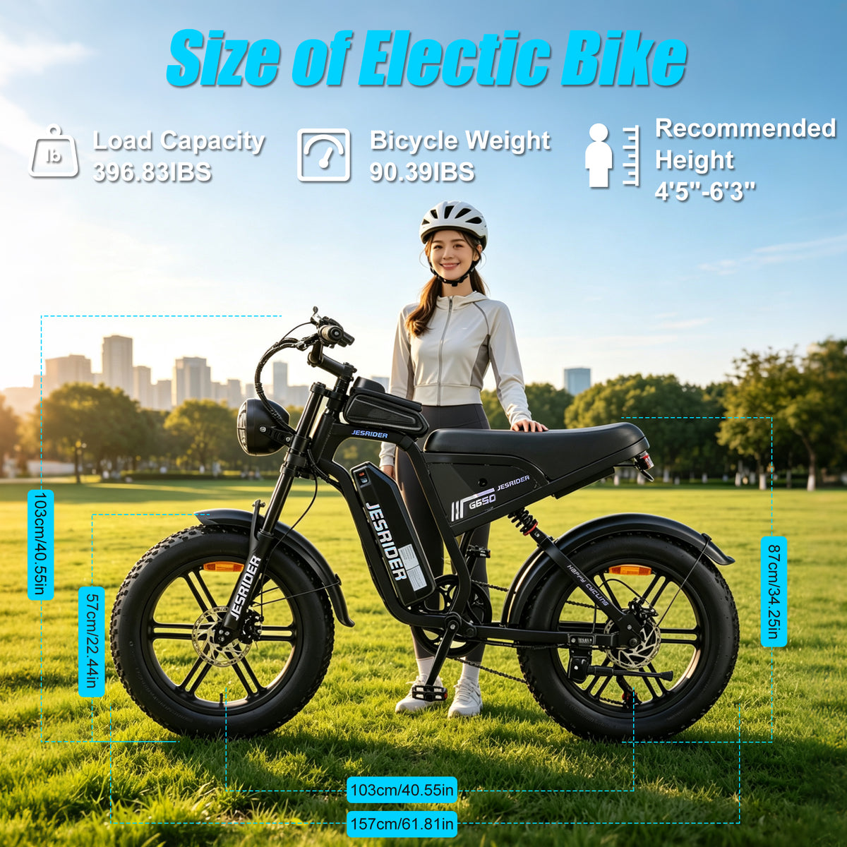 Jesrider G650 Fat Tire Electric Bike for Adults | All-Terrain Retro Moto E-Bike, 3 Riding Modes, LCD Display