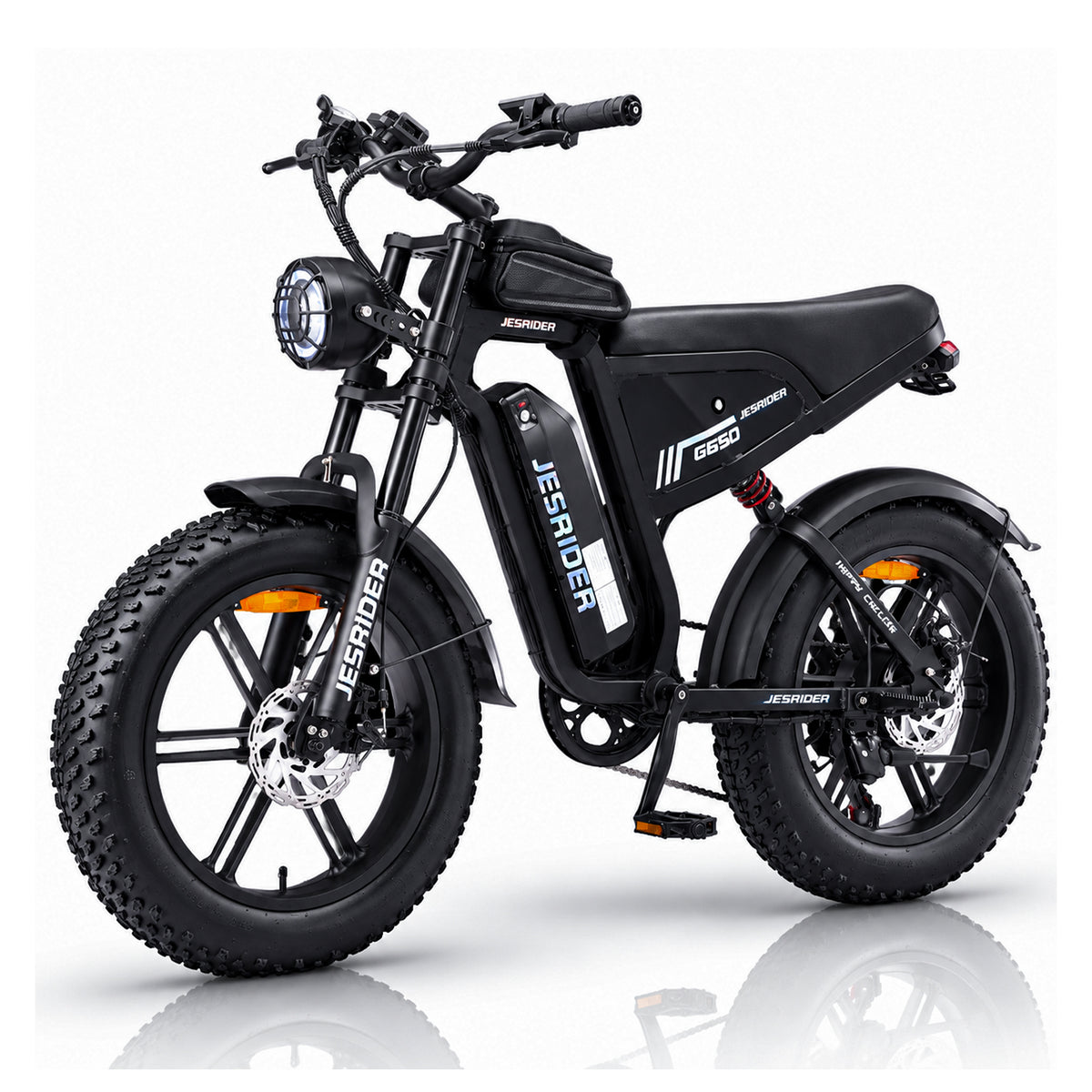 Jesrider G650 Fat Tire Electric Bike for Adults | All-Terrain Retro Moto E-Bike, 3 Riding Modes, LCD Display