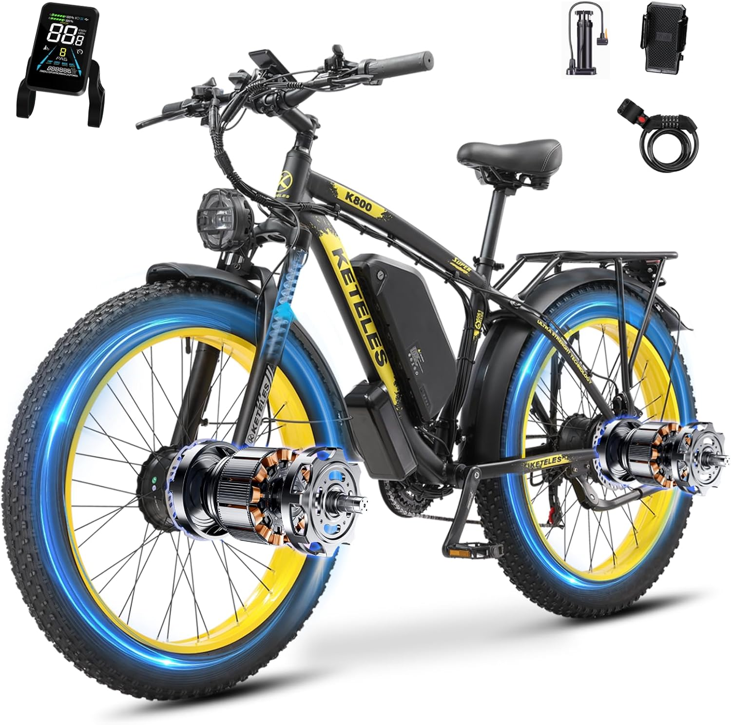 Jesrider K800 Dual Motor Electric Bike, 53V 32Ah Battery, Electric Mountain Bike