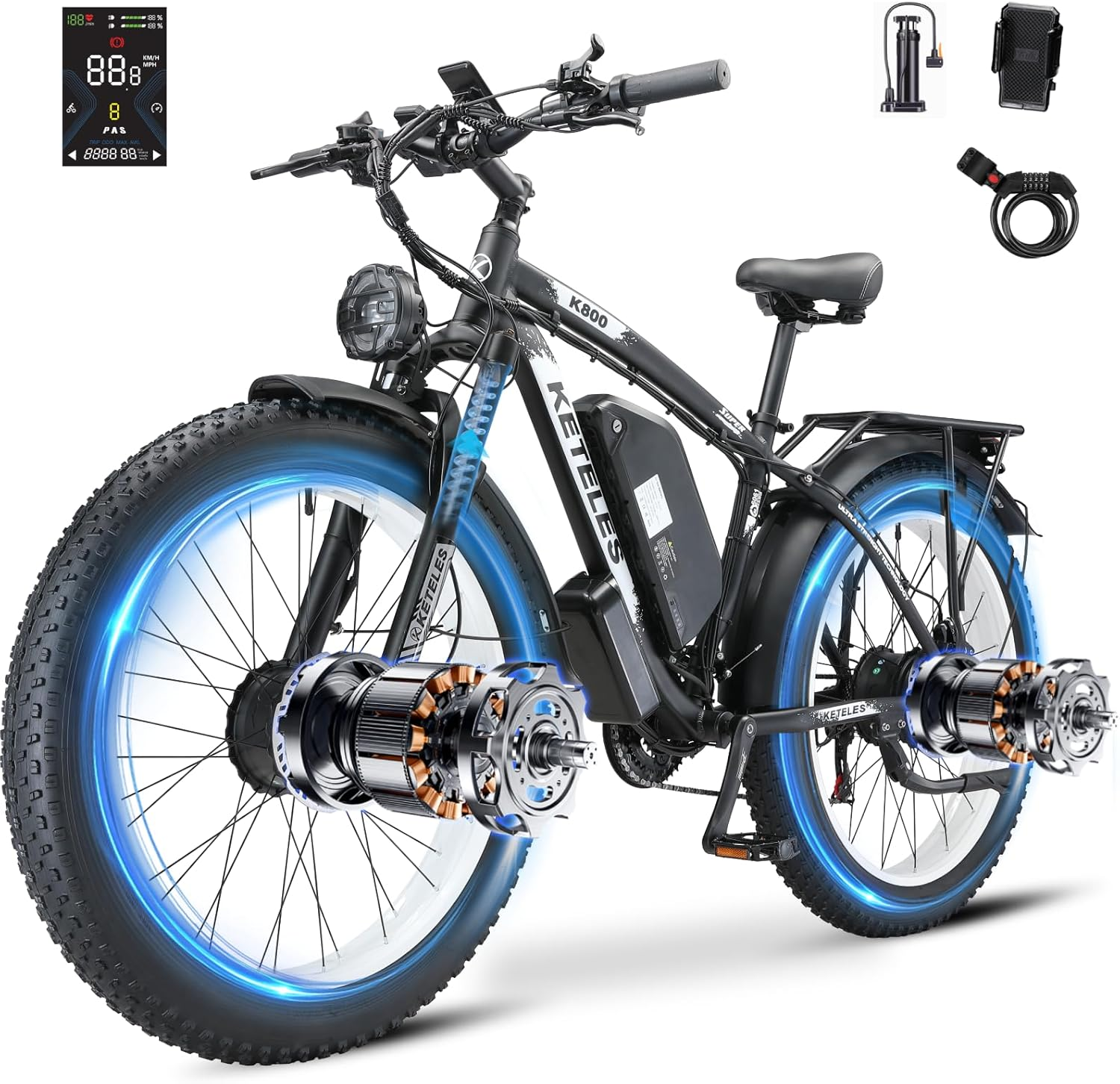 Jesrider K800 Dual Motor Electric Bike, 53V 32Ah Battery, Electric Mountain Bike